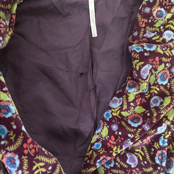 Free People Y2K style short velvet puff sleeve Floral Blazer ribbon tie rescue - Picture 3 of 8